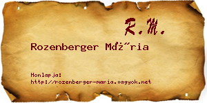 Rozenberger Mária névjegykártya